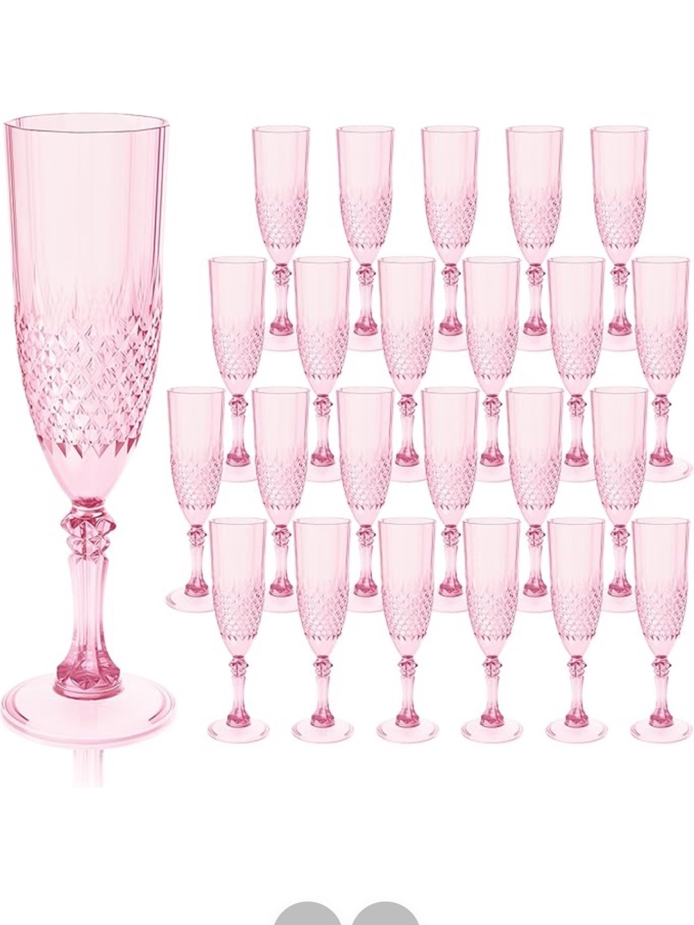 12 New Pink Crystal-Style Champagne Flutes